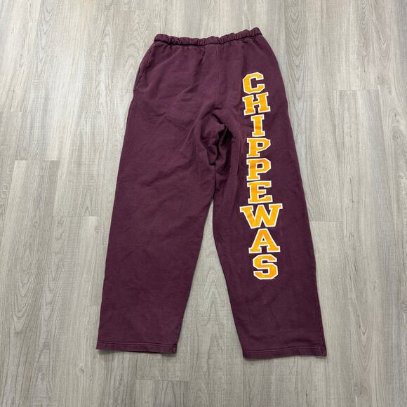 Vintage Central Michigan University Chippewas Sweatpants Men's Large Red Yellow - Picture 4 of 8